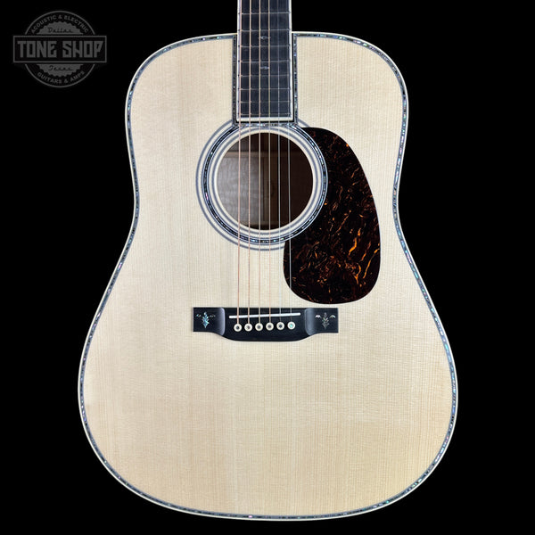 Front of Martin Custom Shop  42 Style Torch Motif Adirondack/Master Grade Quilt Maple.