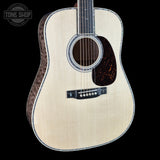 Front angle of Martin Custom Shop  42 Style Torch Motif Adirondack/Master Grade Quilt Maple.