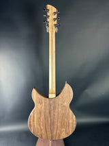 Wooden electric guitar on a dark gray background