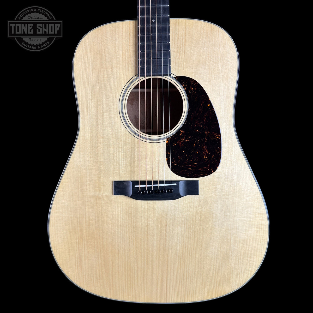 Front of Martin Custom Shop  18 Style Dread Adirondack/Quilted Mahogany.