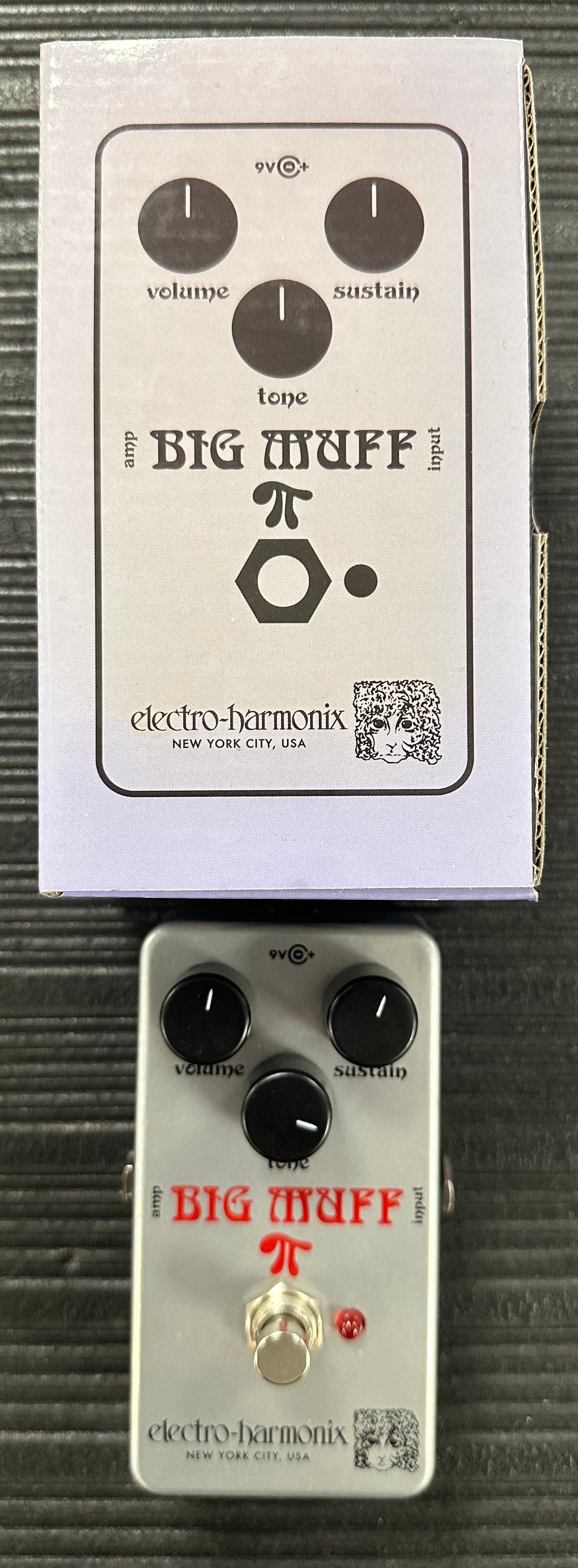 Top with box of Used EHX Electro Harmonix Rams Head Big Muff Pi Fuzz/Distrotion Pedal w/box TSS3881
