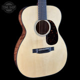 Front angle of Martin Custom Shop  18 Style 00-14F Adirondack/Quilted Mahogany.