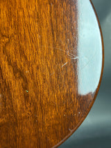 Close-up of a wooden surface with a scratch