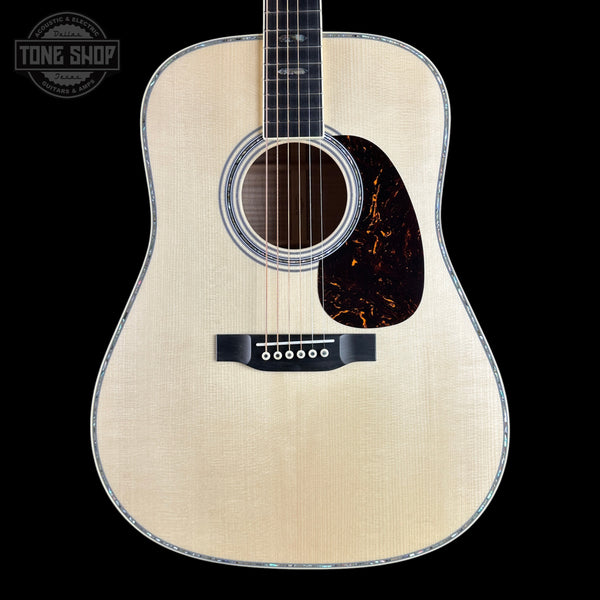 Front of Martin Custom Shop  41 Style Dread Adirondack/Pacific Big Leaf Flamed Maple.
