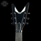 Headstock of Dean USA ML Floyd Flame Top Slime.