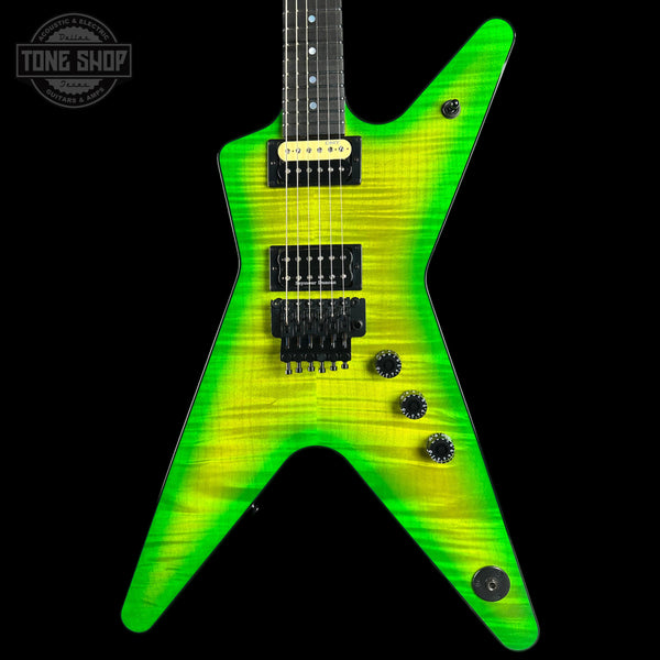 Front of Dean USA ML Floyd Flame Top Slime.
