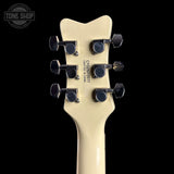 Guitar headstock with tuning pegs on a black background, featuring 'Tone Shop' logo.