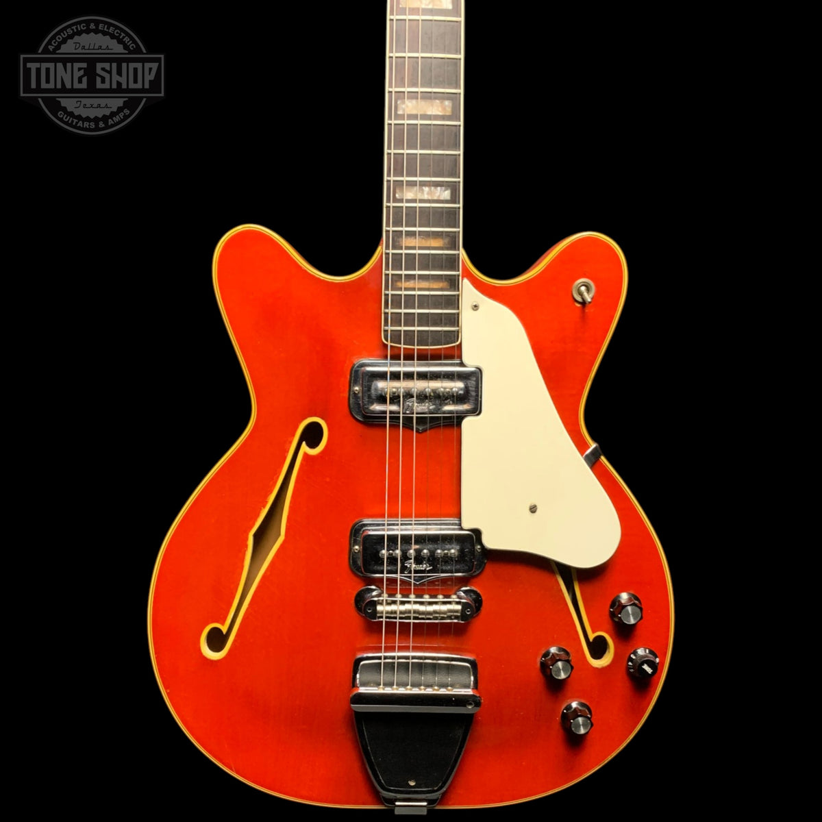 Front of Used 1967 Fender Coronado II Cherry Red.