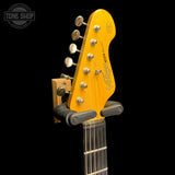 Headstock of Used 2017 Vintage Icon Series V6 SSS Monterey Pop Finish TFW3737.