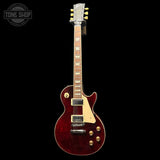 Full frontal of Used 2012 Gibson Les Paul Traditional Wine Red.