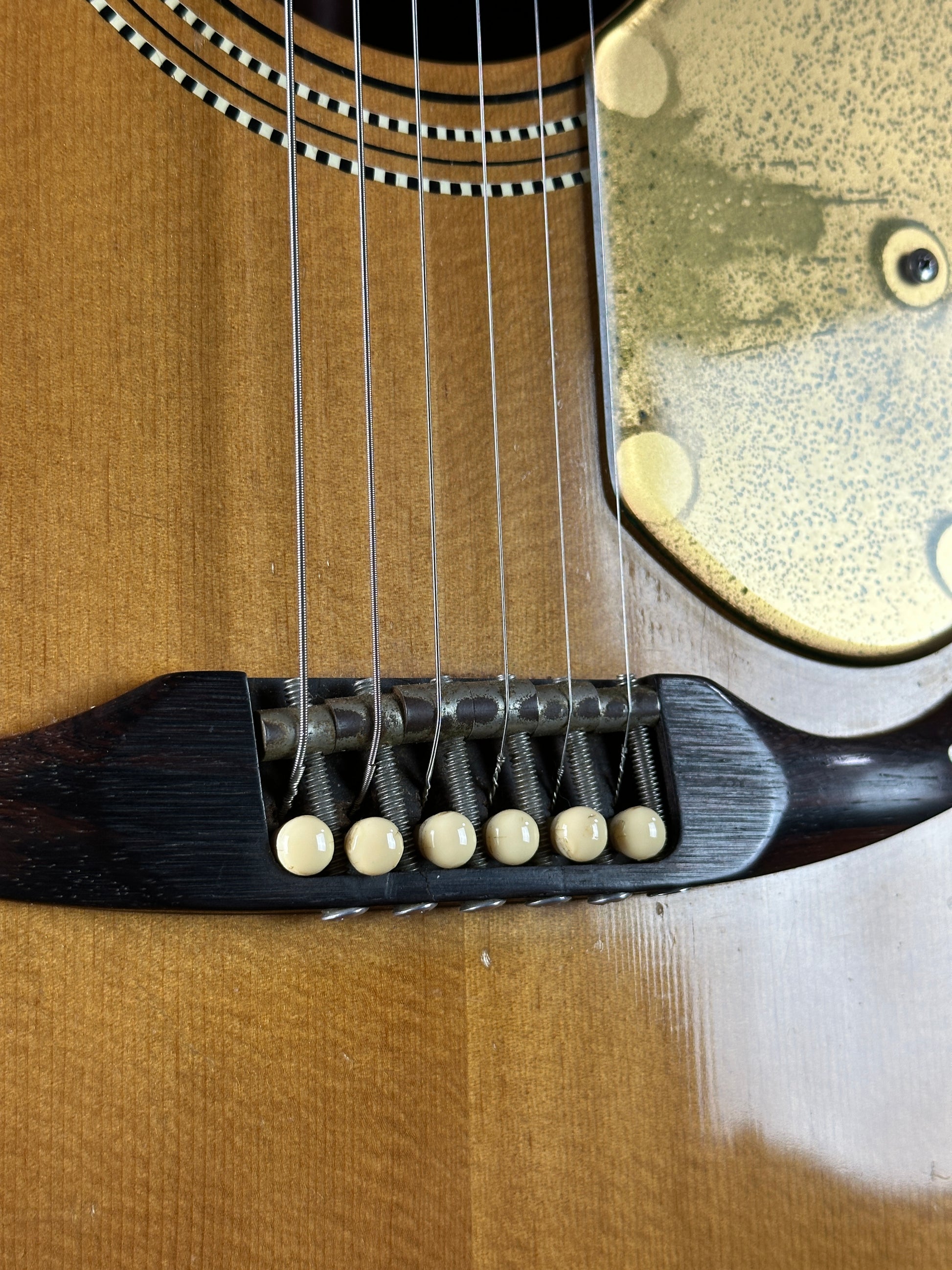 Bridge of Vintage 1963 Fender King.