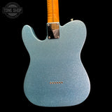 Back of body of Used Lay's Custom T-Caster Ice Blue Sparkle.