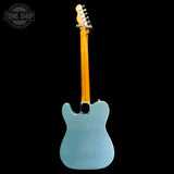Back of body of Used Lay's Custom T-Caster Ice Blue Sparkle.