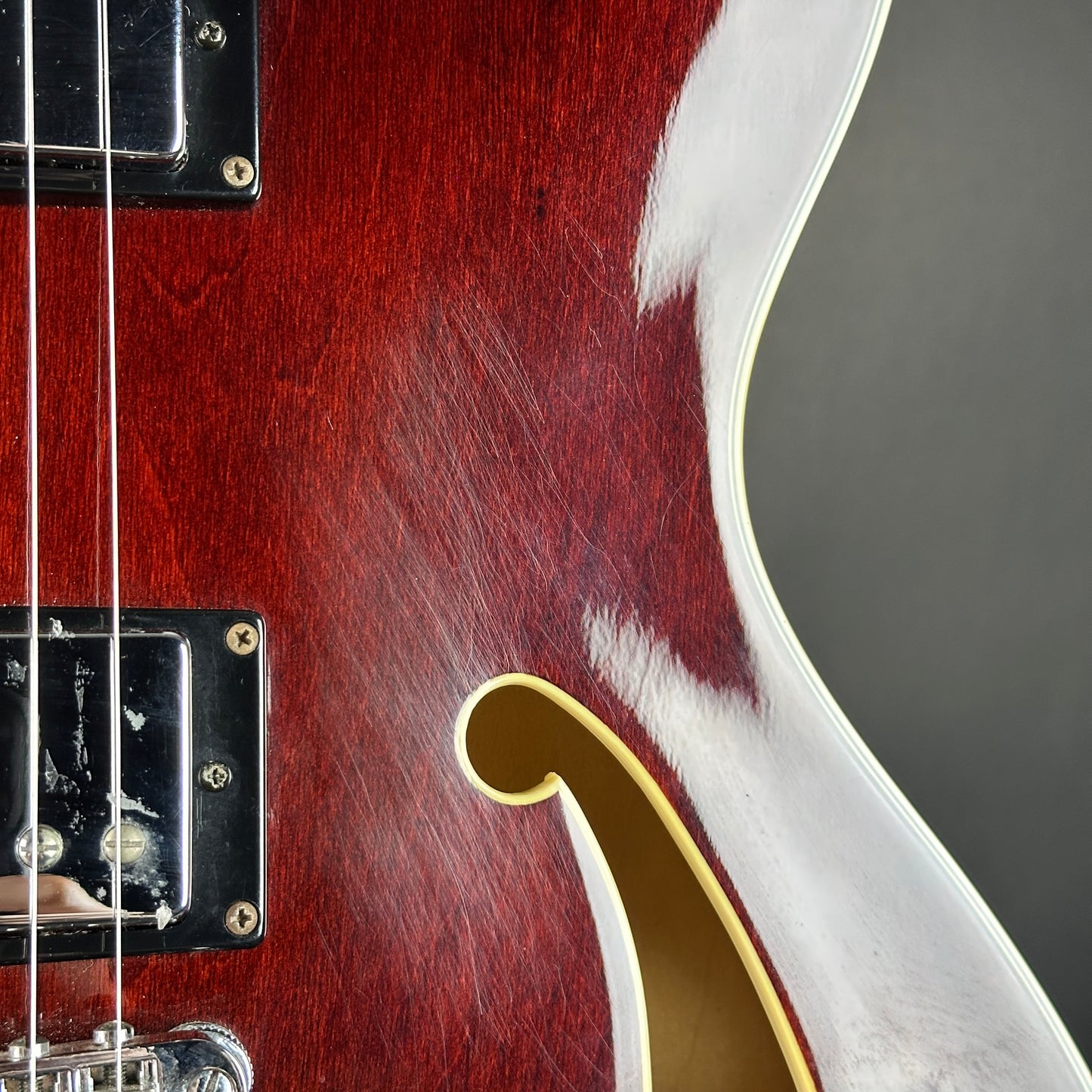 Scratches on body of Used Ibanez Artcore AS73-TCR Hollowbody.