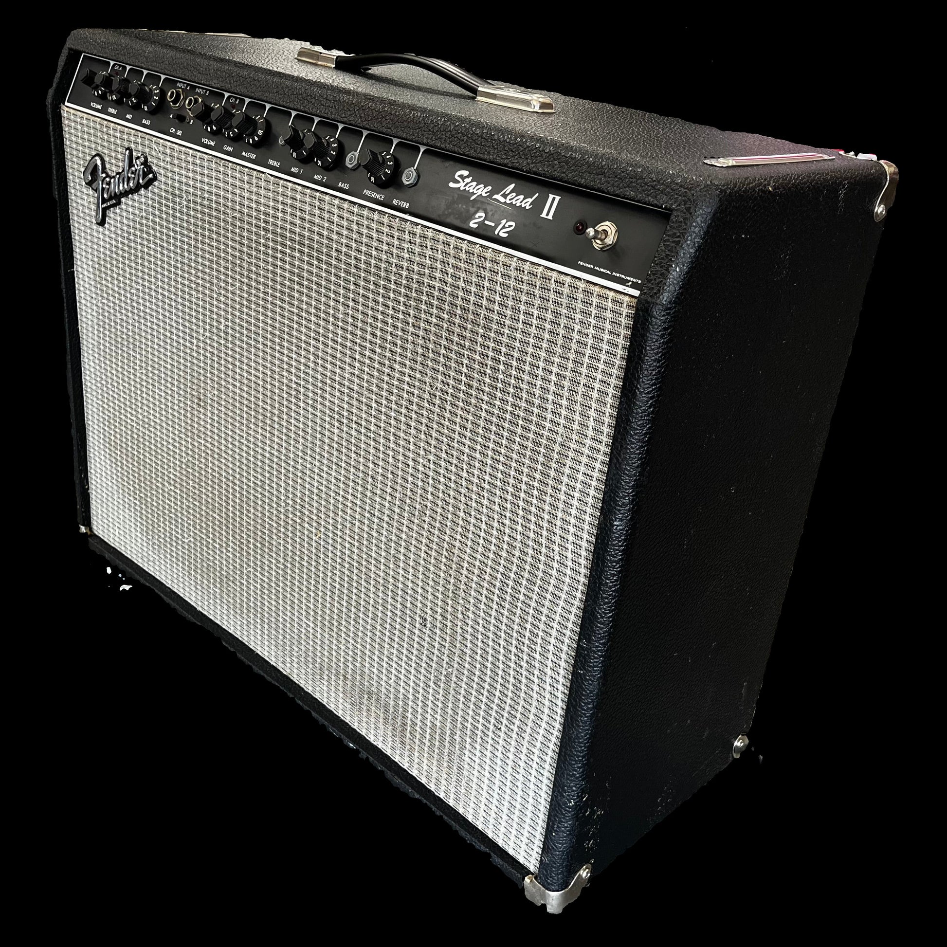 Side of Used 80's Fender Stage Lead II 2-12 Amplifier TFW2323