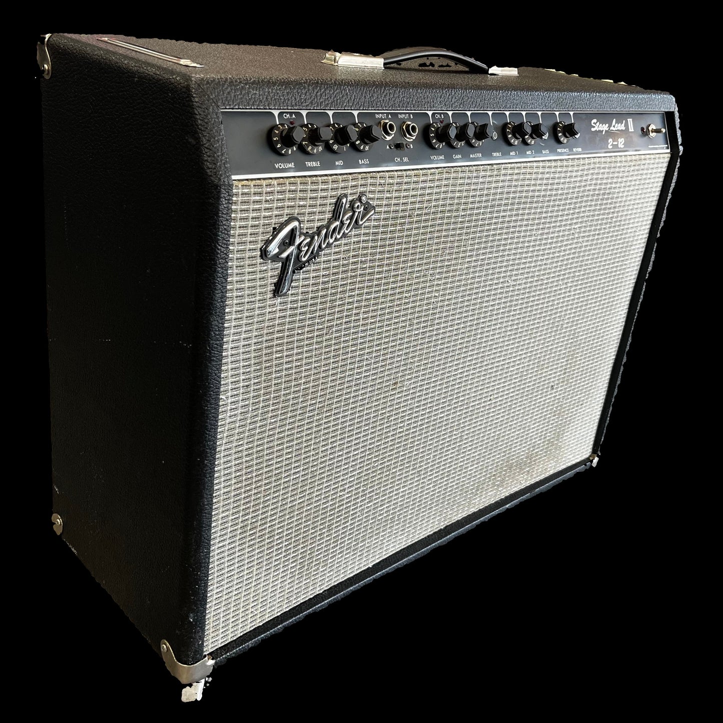 Side of Used 80's Fender Stage Lead II 2-12 Amplifier TFW2323