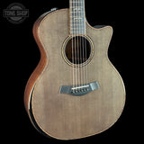 Front angle of Used Taylor Custom GA Charcoal Top EIR/Sitka.