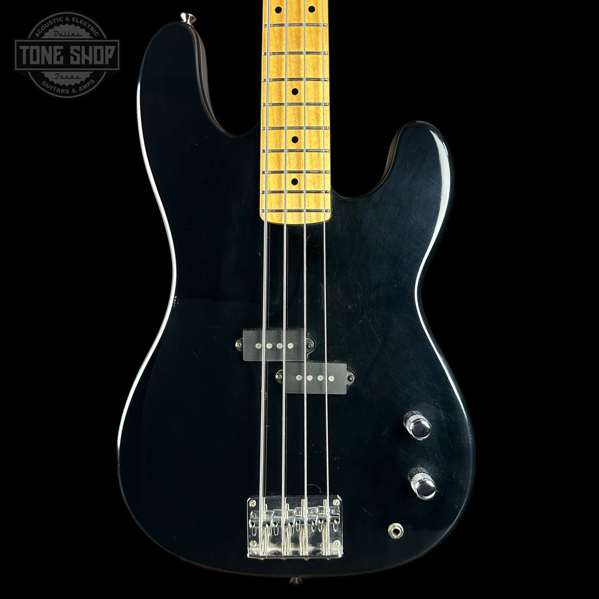 Front of Used Fender Squier II P-Bass Black.