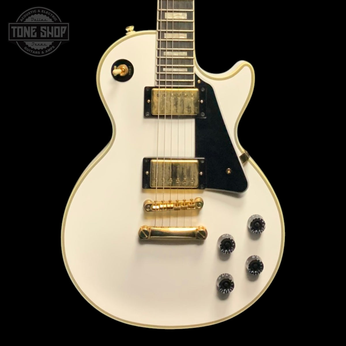 Front of Used 2023 Epiphone Les Paul Custom Alpine White.