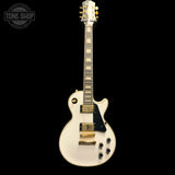 Full frontal of Used 2023 Epiphone Les Paul Custom Alpine White.