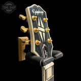 Headstock of Used 2023 Epiphone Les Paul Custom Alpine White.