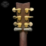Back of headstock of Used 1976 Yamaha L-6 Dreadnought w/Binding Repair w/Neck Repair.