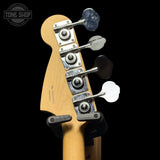 Back of headstock of Used 2021 Fender Limited Edition Player Mustang PJ Bass Tidepool.