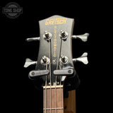 Headstock of Used 2022 Gretsch G2220 Electromatic Junior Jet Bass II Short Scale Bristol Fog TFW3566.