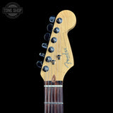 Headstock of Used 1997 Fender US Roadhouse Stratocaster Shoreline Gold.