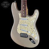 Front angle of Used 1997 Fender US Roadhouse Stratocaster Shoreline Gold.