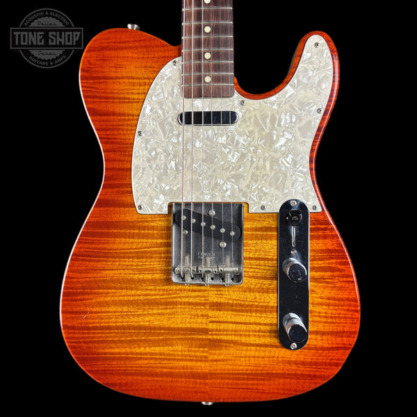 Front of Used 1995 Fender Foto Flame Telecaster MIJ Autumn Burst.