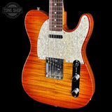 Front angle of Used 1995 Fender Foto Flame Telecaster MIJ Autumn Burst.