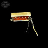 Top angle of Used Lollar F Spaced Hand Wound Imperial Bridge Pickup TFW2397 showing wiring.