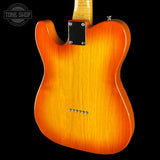 Back angle of Used 1995 Fender Foto Flame Telecaster MIJ Autumn Burst.