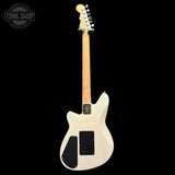 Back of Used Reverend Descent W Baritone Transparent White.