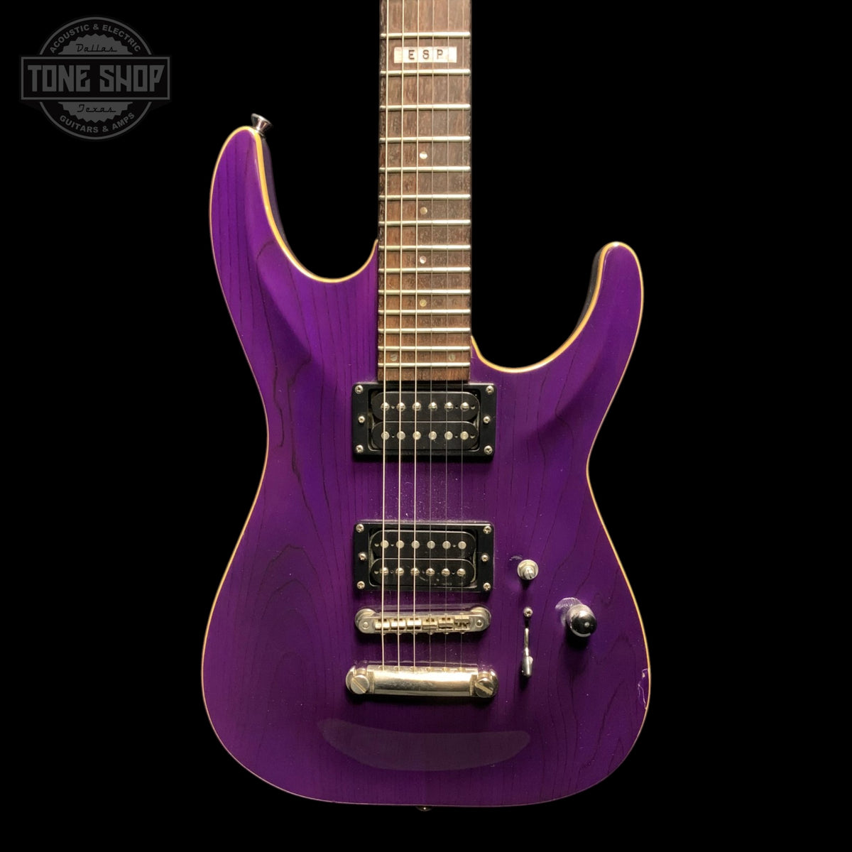 Front of Used ESP Custom Shop Horizon MIJ Puple w/Small-Chip-Repair.
