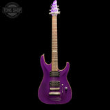 Full frontal of Used ESP Custom Shop Horizon MIJ Puple w/Small-Chip-Repair.