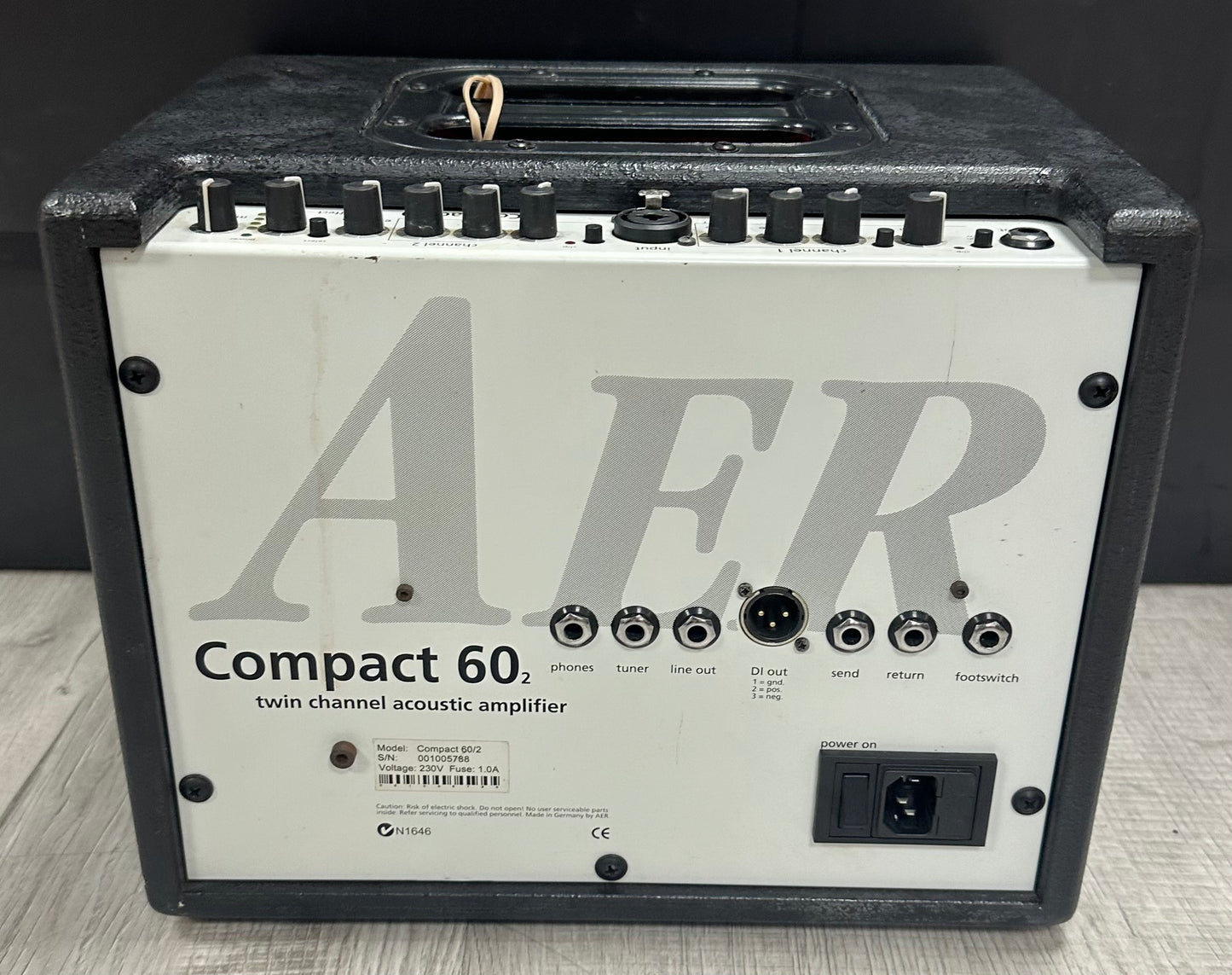 Back of Used AER Compact 60/2 Twin Channel Acoustic Amp TSS3951