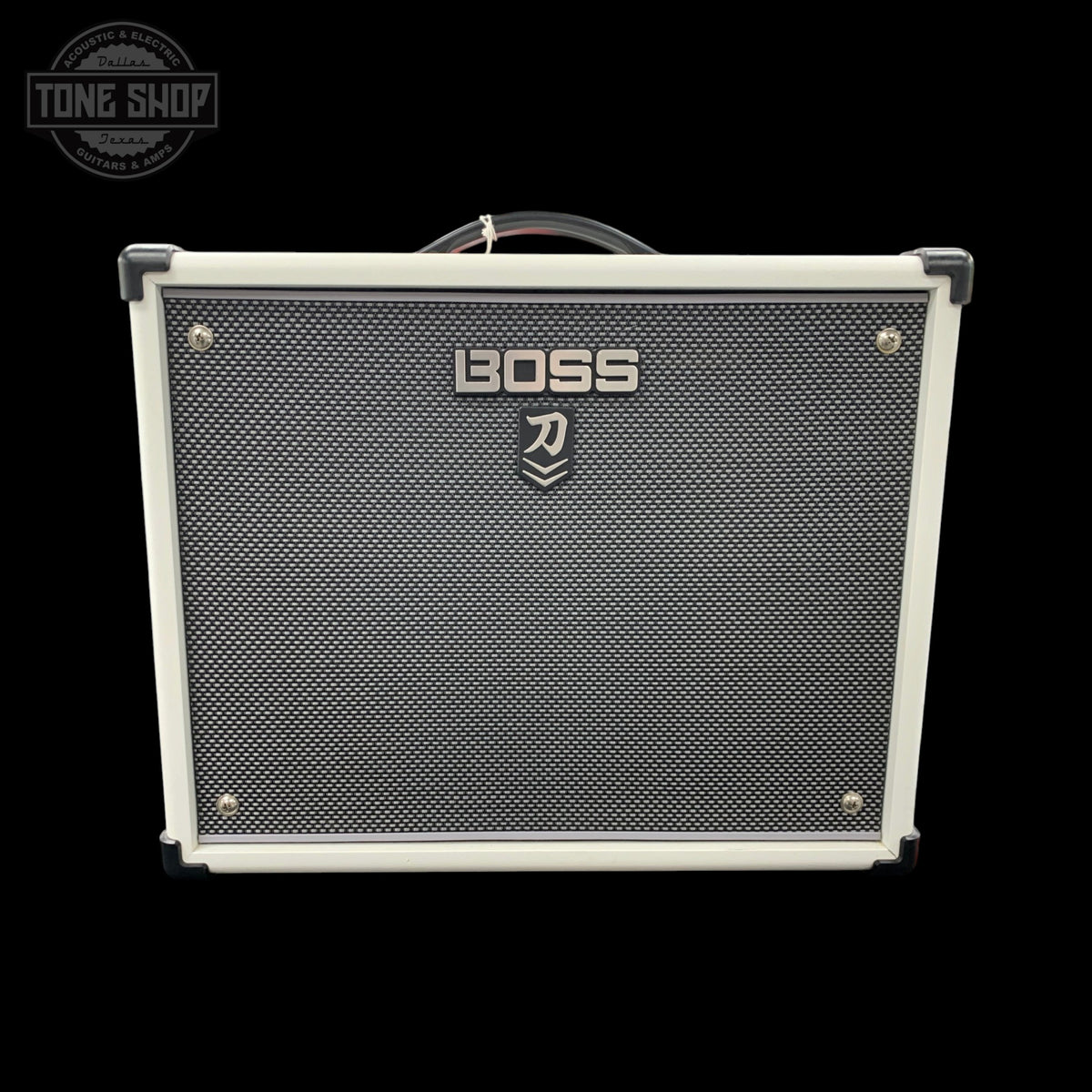 Front of Used BOSS Limited-Edition Katana KTN-50 MkII 50W 1x12 Guitar Combo White TFW3997.