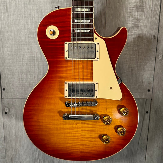 Front of Used Gibson Custom Shop 60th Anniversary '59 Les Paul Standard Bolivian Sunrise Teaburst VOS NH w/case TSS3937