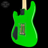 Green electric guitar body with visible wiring on a black background, featuring 'Tone Shop' logo.