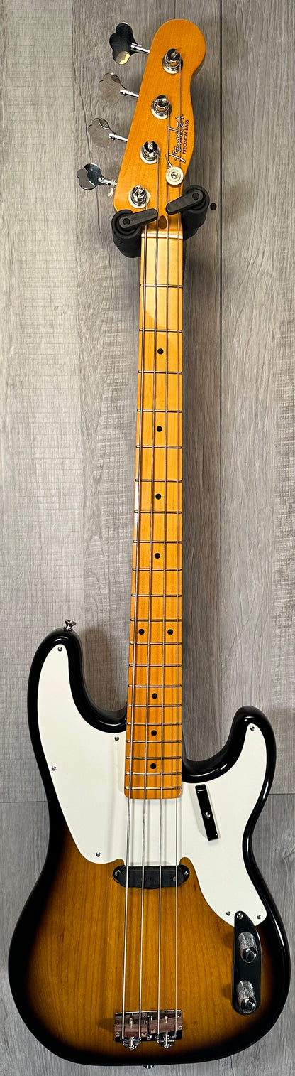 Full front of Used 2023 Fender American Vintage II 1954 Precision Bass Sunburst w/case TSS3942