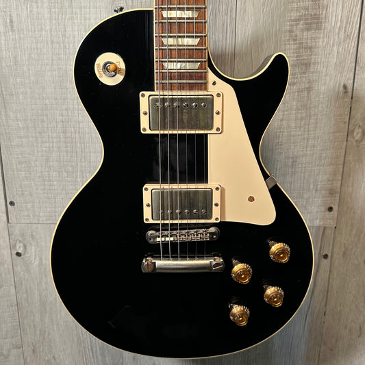 Front of Used Gibson Custom Shop 1958 Standard Historic Les Paul VOS Ebony w/case TSS3929