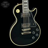 Front angle of Used Epiphone Inspired by Gibson Les Paul Custom Ebony.