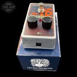 Back of Used Electro Harmonix Satisfaction Fuzz Pedal.