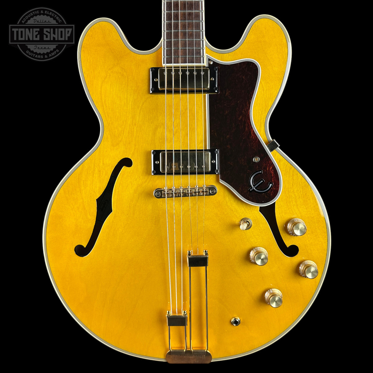 Front of Used Epiphone Sheraton Natural.