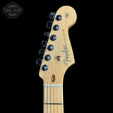 Headstock of Used 2014 Fender American Deluxe Stratocaster Plus Sunburst.