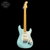 Full frontal of Used 2019 Fender Vintera 50s Stratocaster Modified Daphne Blue.