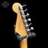 Back of headstock of Used 2019 Fender Vintera 50s Stratocaster Modified Daphne Blue.