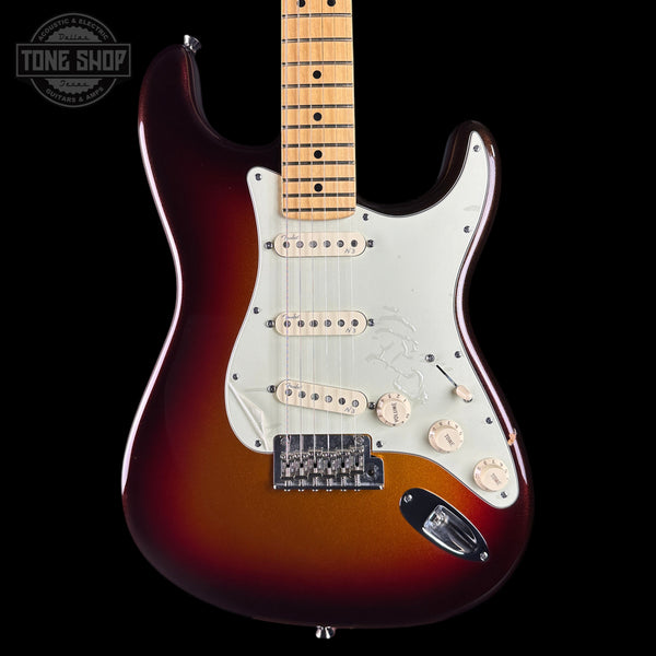 Front of Used 2014 Fender American Deluxe Stratocaster Plus Sunburst.